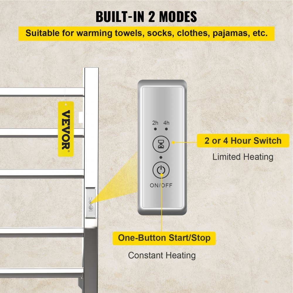 VEVOR Calentador de Toalla Eléctrico 6 Barras Radiador 110V 75W Acero Inoxidable