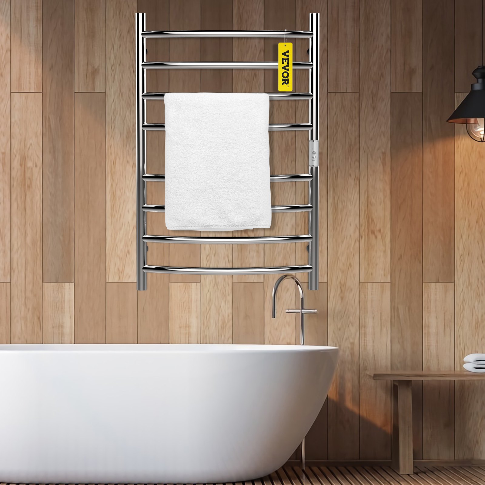 VEVOR Calentador de Toalla Eléctrico 8 Barras Radiador de Diseño Curvo 110V 125W