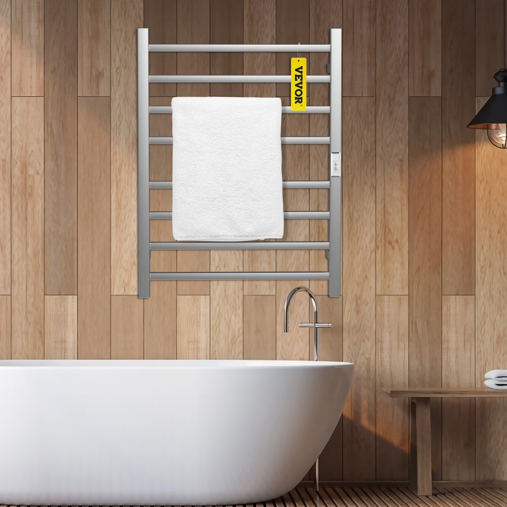 VEVOR Calentador de Toalla Eléctrico 8 Barras Acero Inoxidable Pulido Cepillado
