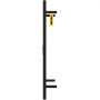 Diseño vertical negro de toallero calefaccionado VEVOR con etiqueta amarilla en el lateral.