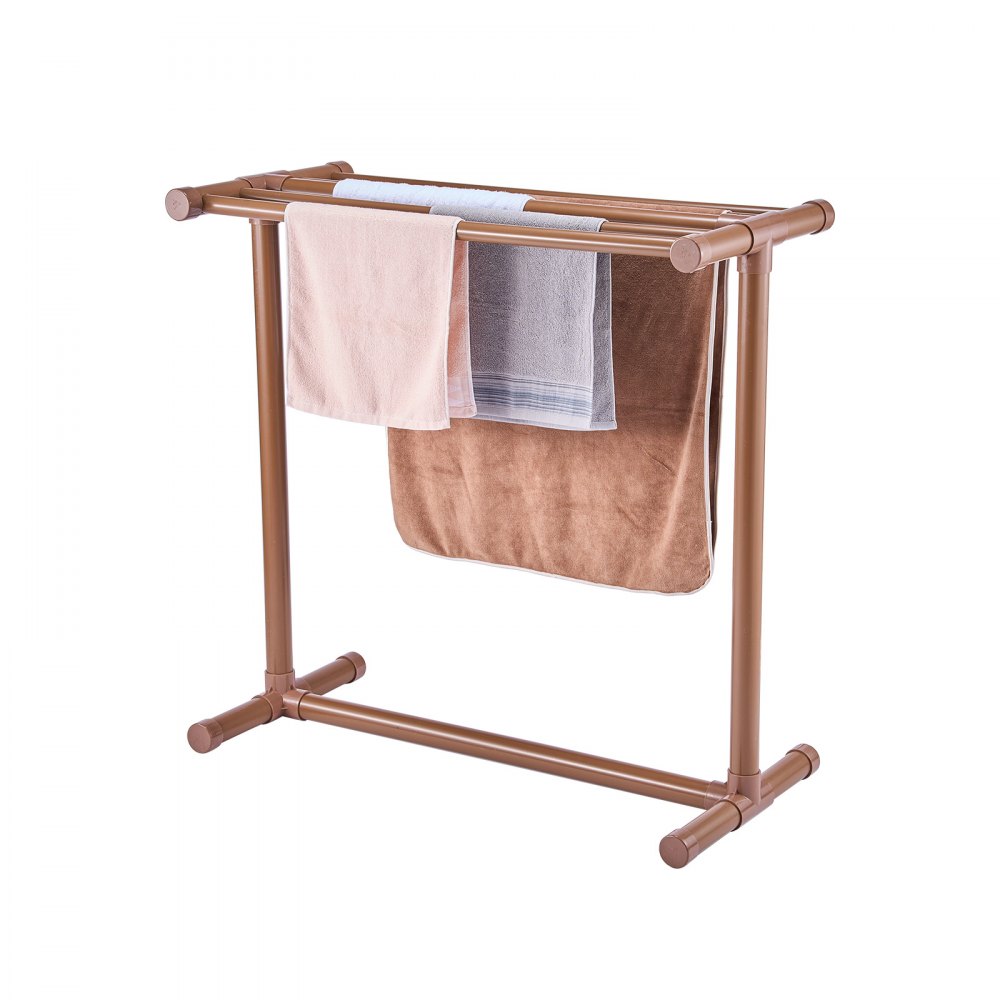 VEVOR Toallero para Piscina 5 Barras Organizador de Almacenamiento Independiente en Forma de T con Clips Bolsa y Gancho para Guardar Flotadores y Remos, Playa, Junto a Piscina, Marrón