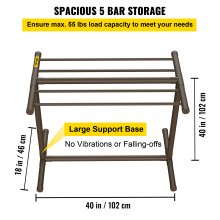 VEVOR Toallero para piscina, 5 barras, marrón, organizador de almacenamiento independiente en forma de T de PVC para exteriores, incluye 8 clips para toallas, bolsa de malla, gancho, también almacena flotadores y paletas, para playa, piscina, hogar