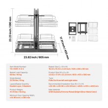 Organizador extraíble de esquina ciega con 2 niveles y 4 estantes para gabinete de cocina, cromado