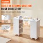 VEVOR Mesa de Manicura, Estación de Mesa para Uñas con Colector de Polvo Eléctrico, Escritorio Móvil para Tecnología de Uñas con 8 Ruedas (4 con Cerradura), 3 Bolsas para el Polvo y Reposamuñecas, Estación de Trabajo para Arte de Uñas de MDF para Salón de Belleza Spa, Blanco