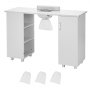 VEVOR Mesa de Manicura, Estación de Mesa para Uñas con Colector de Polvo Eléctrico, Escritorio Móvil para Tecnología de Uñas con 8 Ruedas (4 con Cerradura), 3 Bolsas para el Polvo y Reposamuñecas, Estación de Trabajo para Arte de Uñas de MDF para Salón de Belleza Spa, Blanco
