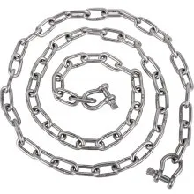 Cadena de ancla VEVOR, cadena de acero inoxidable 316 de 6' x 1/4", grillete de cadena de ancla de 3/8", carga de rotura de cadena de plomo de ancla de 4000 lbs, carga de rotura de grillete de cadena de ancla de 9460 lbs, cadena de ancla para barcos pequeños