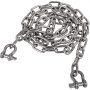 Cadena de ancla VEVOR de acero inoxidable enrollada con grillete adjunto para un amarre seguro.
