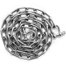 Cadena de ancla VEVOR, cadena de acero inoxidable 316 de 6' x 5/16", grillete de cadena de ancla de 3/8", carga de rotura de cadena de plomo de ancla de 7120 libras, carga de rotura de grillete de cadena de ancla de 9460 libras, cadena de ancla para barcos pequeños