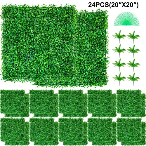VEVOR Hierba Artificial, Panel de Boj de Hiedra Artificial 50,8 x 50,8 cm Verde