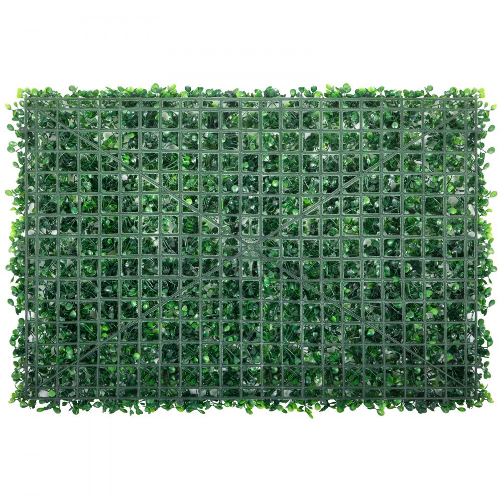 Panel de boj artificial VEVOR con hojas verdes y respaldo de rejilla.