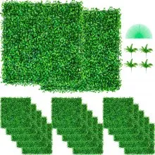 VEVOR Panel de madera de boj artificial UV 48 piezas Paneles de pared de seto de boj Paneles de pared de césped artificial Fondo de pared 10X10 "4cm Pared de hierba verde Cobertura falsa para decoración Valla de privacidad Interior Jardín al aire libre Patio trasero