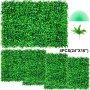 Panel de boj artificial VEVOR, 4 piezas (24&quot; x 16&quot;) con exuberantes hojas verdes y plantas decorativas.