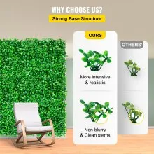 VEVOR Panel de madera de boj artificial UV 4 piezas Paneles de pared de seto de boj Paneles de pared de césped artificial Fondo de pared 24X16 "4 cm Pared de hierba verde Seto falso para decoración Valla de privacidad Interior Jardín al aire libre Patio trasero