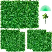 VEVOR Panel de boj artificial UV 6 paneles de pared de seto de boj, pared de fondo de césped artificial de 20 x 20 pulgadas, 4 cm, pared de hierba verde, seto falso para decoración, valla de privacidad, interior, jardín al aire libre, patio trasero