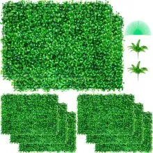 VEVOR Panel de boj artificial 8 piezas Paneles de pared de seto de boj Pared de fondo de césped artificial 24X16 4 cm Pared de hierba verde, seto falso para decoración Valla de privacidad Interior Jardín al aire libre Patio trasero