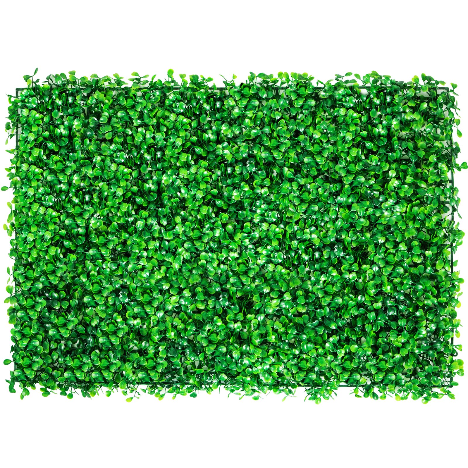 Panel de boj artificial VEVOR de color verde exuberante con follaje denso sobre un fondo blanco.
