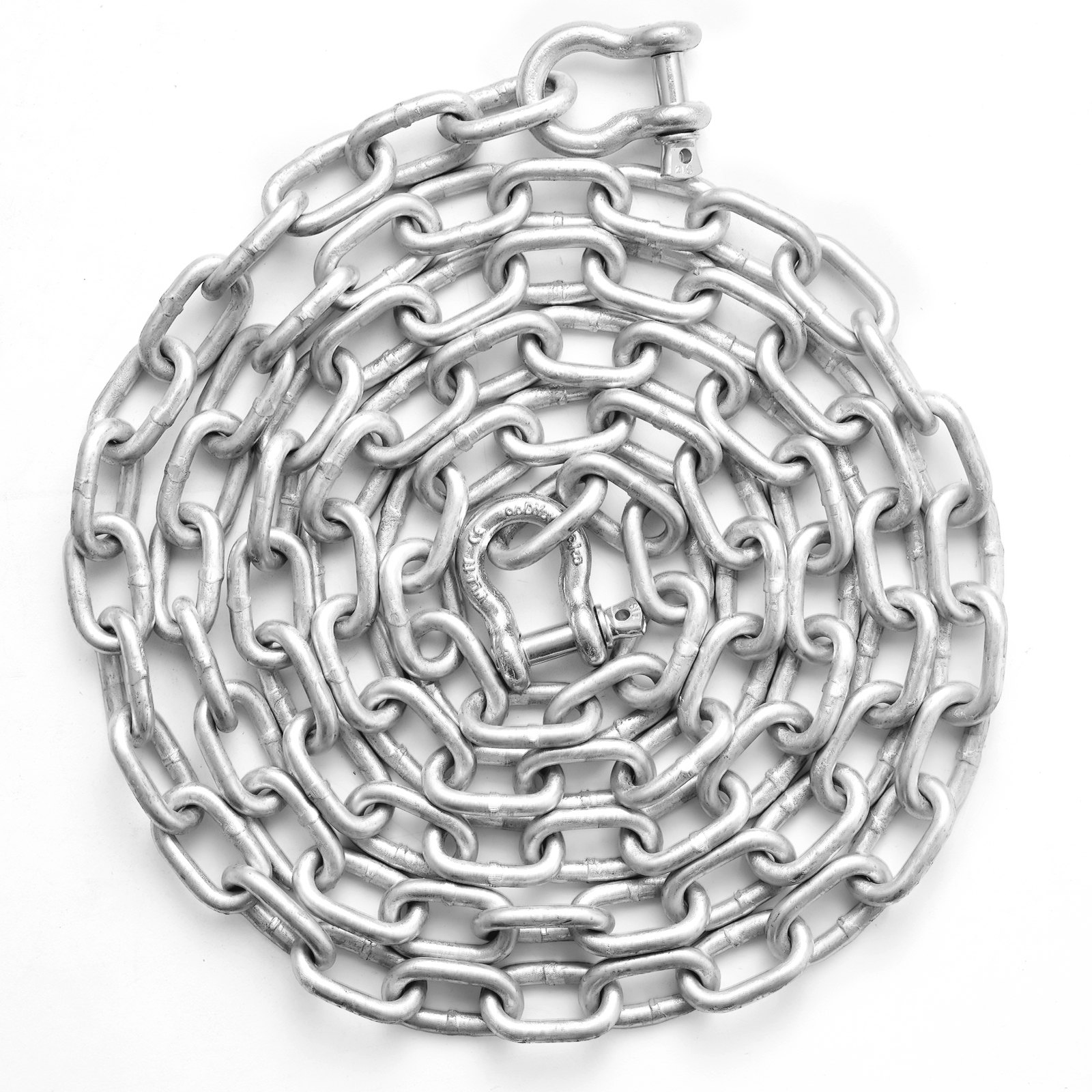 Cadena de ancla para barco VEVOR, 5/16" x 10', 2373 lb WLL/7120 lb BS, cadena de ancla de acero galvanizado de grado marino con grilletes de doble anilla de seguridad para barcos, cubierta, pesca. Compatible con diferentes anclas.