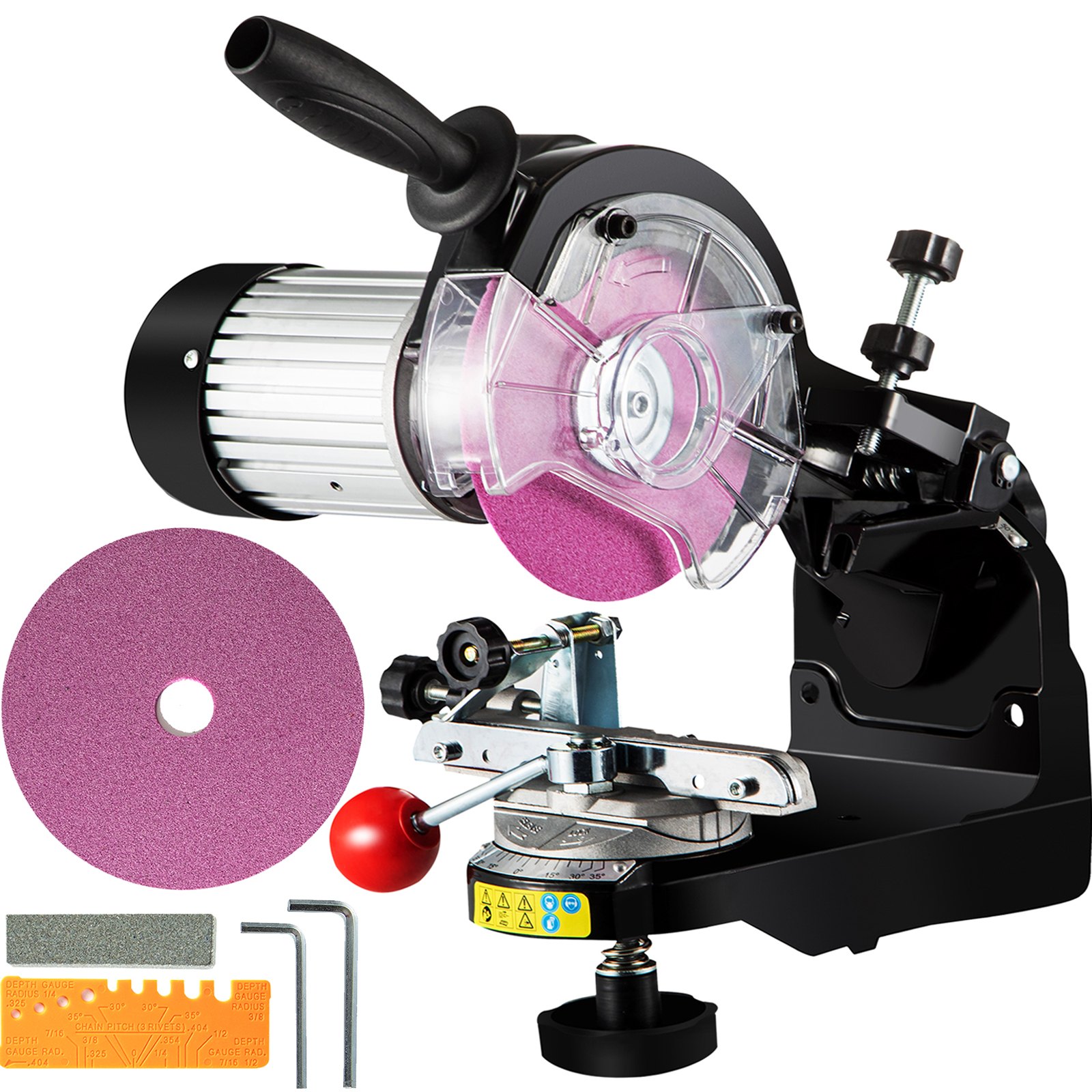 Afilador de motosierra VEVOR 230 W, molinillo de cadena ajustable multiángulo profesional 3000 RPM, afilador de hoja de motosierra eléctrica para cadenas de 1/4" a 2/5