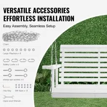 VEVOR Columpio de madera para porche de 5.5 pies, columpio de banco para patio y jardín, capacidad de carga fuerte mejorada de 880 libras, banco de silla columpio resistente con cadenas colgantes para exteriores, blanco