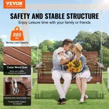 VEVOR Columpio de madera para porche de 5.5 pies, columpio de banco para patio y jardín, capacidad de carga fuerte mejorada de 880 libras, banco de silla oscilante resistente con cadenas colgantes para exteriores, marrón