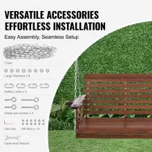 VEVOR Columpio de madera para porche de 5.5 pies, columpio de banco para patio y jardín, capacidad de carga fuerte mejorada de 880 libras, banco de silla oscilante resistente con cadenas colgantes para exteriores, marrón