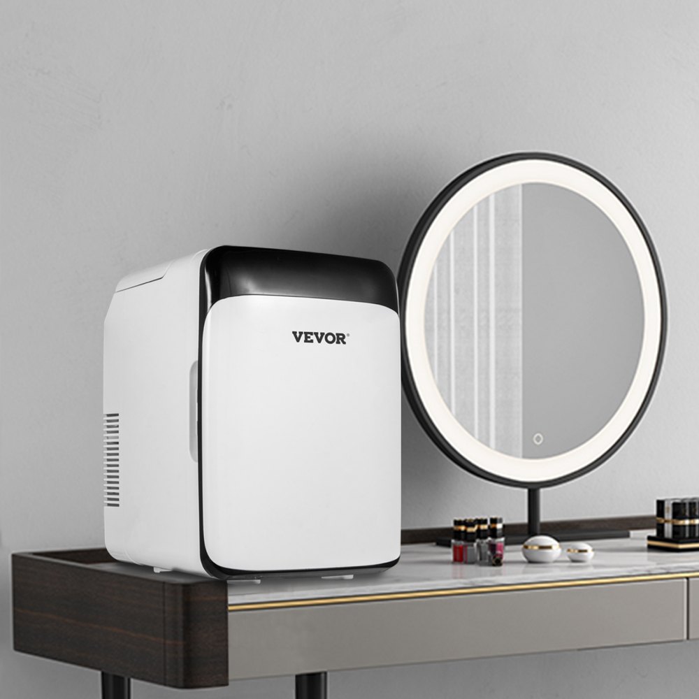 Tuspuzz Mini Nevera Pequeña Portátil 220 V/12 V 48 W 10 L Mini Refrigerador 26 x 25 x 35 cm Mini-Frigorífico Portátil Negro con Función de Frío y Calor para Maquillaje Cuidado la Piel Material ABS