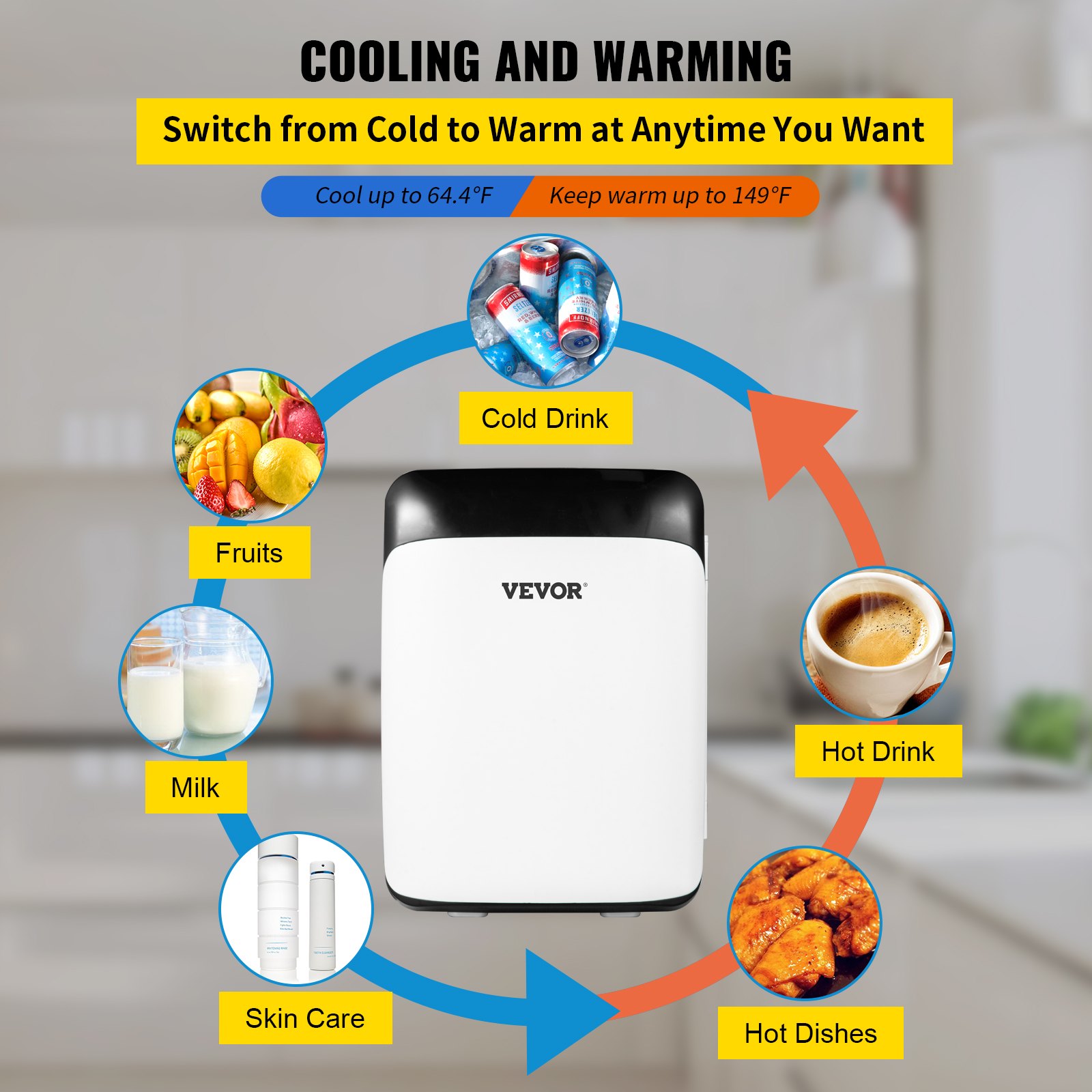 Tuspuzz Mini Nevera Pequeña Portátil 220 V/12 V 48 W 10 L Mini Refrigerador 26 x 25 x 35 cm Mini-Frigorífico Portátil Negro con Función de Frío y Calor para Maquillaje Cuidado la Piel Material ABS