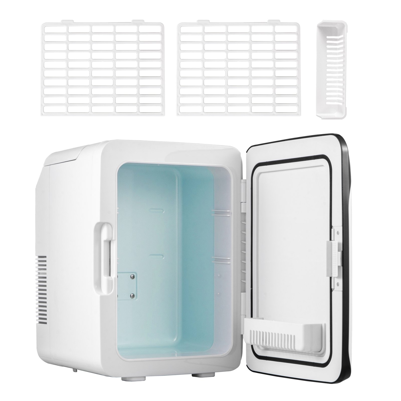 Tuspuzz Mini Nevera Pequeña Portátil 220 V/12 V 48 W 10 L Mini Refrigerador 26 x 25 x 35 cm Mini-Frigorífico Portátil Negro con Función de Frío y Calor para Maquillaje Cuidado la Piel Material ABS