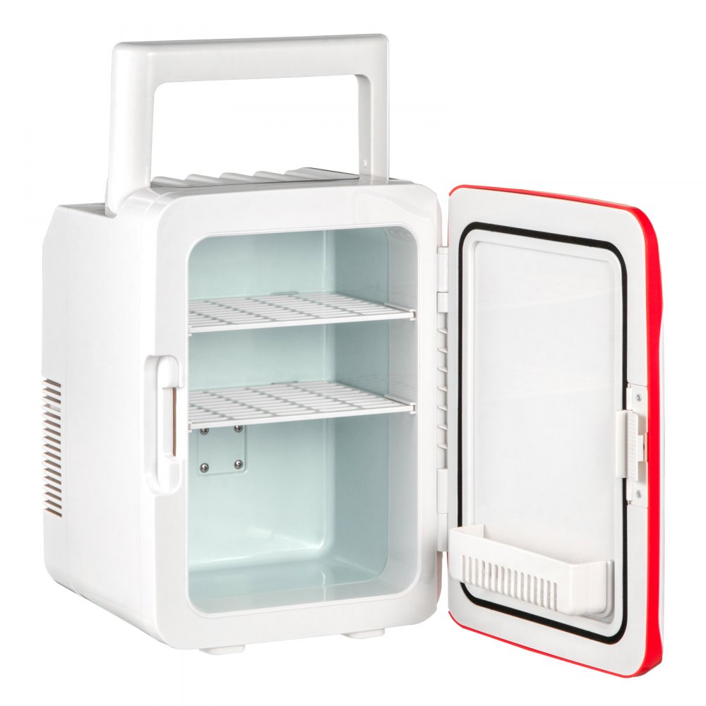 Tuspuzz 10L Mini Nevera Pequeña Portátil 26,5 x 25 x 35 cm Mini Refrigerador 220 V/12 V 48 W Mini-Frigorífico Portátil Rosa con Función de Frío y Calor para Maquillaje Cuidado la Piel Material ABS