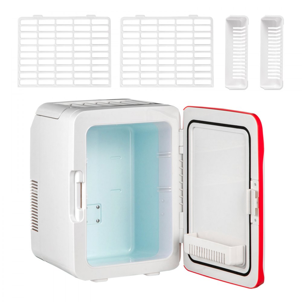 Tuspuzz 10L Mini Nevera Pequeña Portátil 26,5 x 25 x 35 cm Mini Refrigerador 220 V/12 V 48 W Mini-Frigorífico Portátil Rosa con Función de Frío y Calor para Maquillaje Cuidado la Piel Material ABS