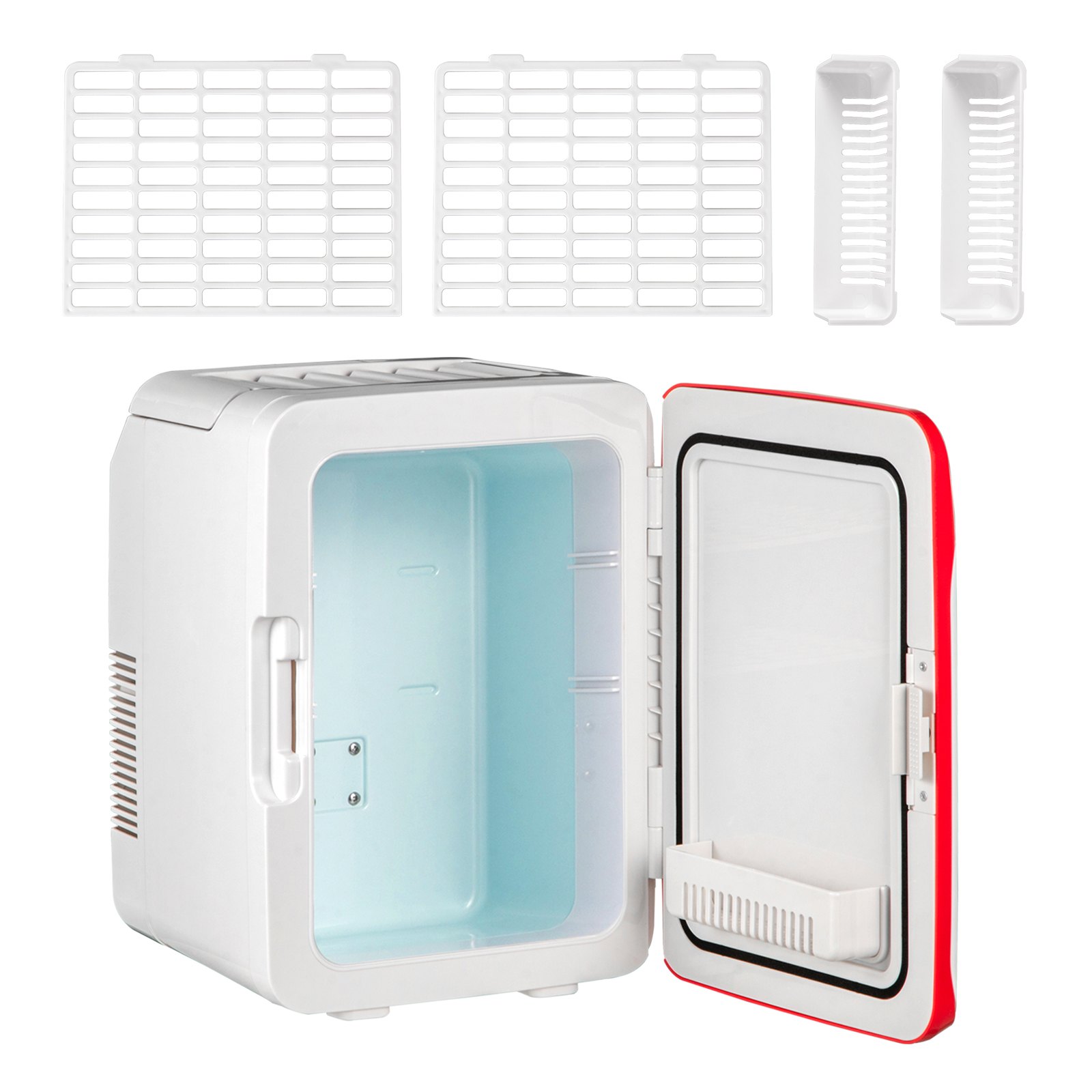 Tuspuzz 10L Mini Nevera Pequeña Portátil 26,5 x 25 x 35 cm Mini Refrigerador 220 V/12 V 48 W Mini-Frigorífico Portátil Rosa con Función de Frío y Calor para Maquillaje Cuidado la Piel Material ABS