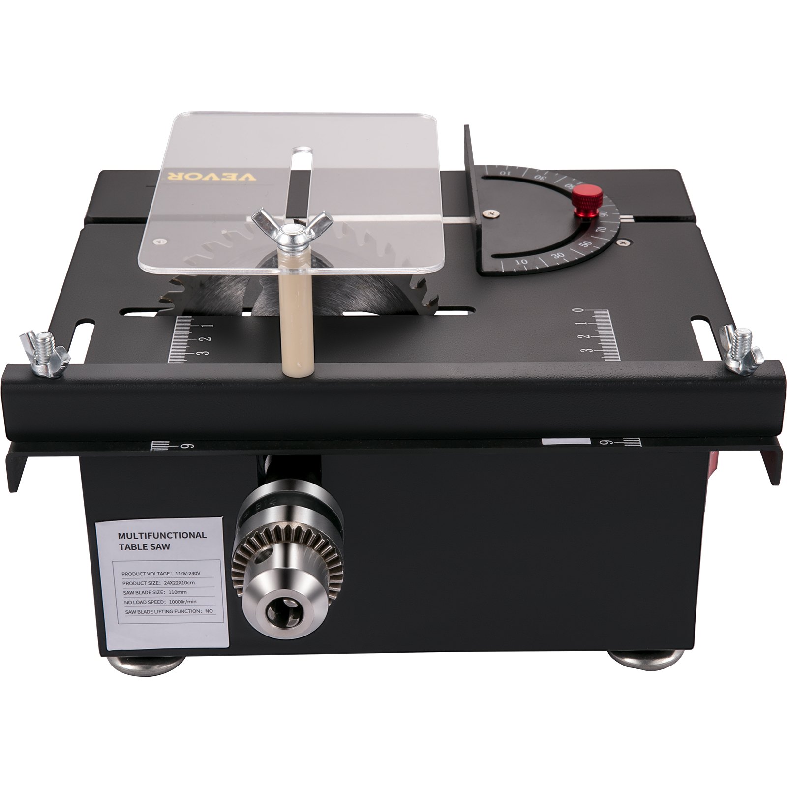 Mini sierra de mesa VEVOR, sierra de mesa Hobby de 96 W para carpintería, sierra de bricolaje portátil de corte de ángulo 0-90, sierras de mesa multifuncionales ajustables de velocidad de 7 niveles, profundidad de corte de 1,3 pulgadas (juego de corte/pulido)