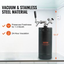 VEVOR Beer Growler Tap System, 128Oz 4L Mini Keg, 304 Steel Presurized Beer Growler, Keg Growler con pantalla de presión, grifo regulador de CO2, anillo a prueba de fugas para draft, Homebrew, cerveza artesanal