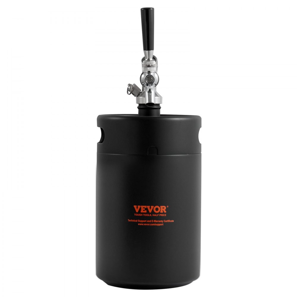 Sistema de grifo para growler de cerveza VEVOR, mini barril de 5 L y 170 oz, growler de cerveza presurizado de acero inoxidable 304, growler de barril con indicador de presión, grifo regulador de CO2 y aro antifugas para cerveza de barril, cerveza artesanal.