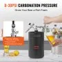 Sistema de grifo para growler de cerveza VEVOR, mini barril de 5 L y 170 oz, growler de cerveza presurizado de acero inoxidable 304, growler de barril con indicador de presión, grifo regulador de CO2 y aro antifugas para cerveza de barril, cerveza artesanal.