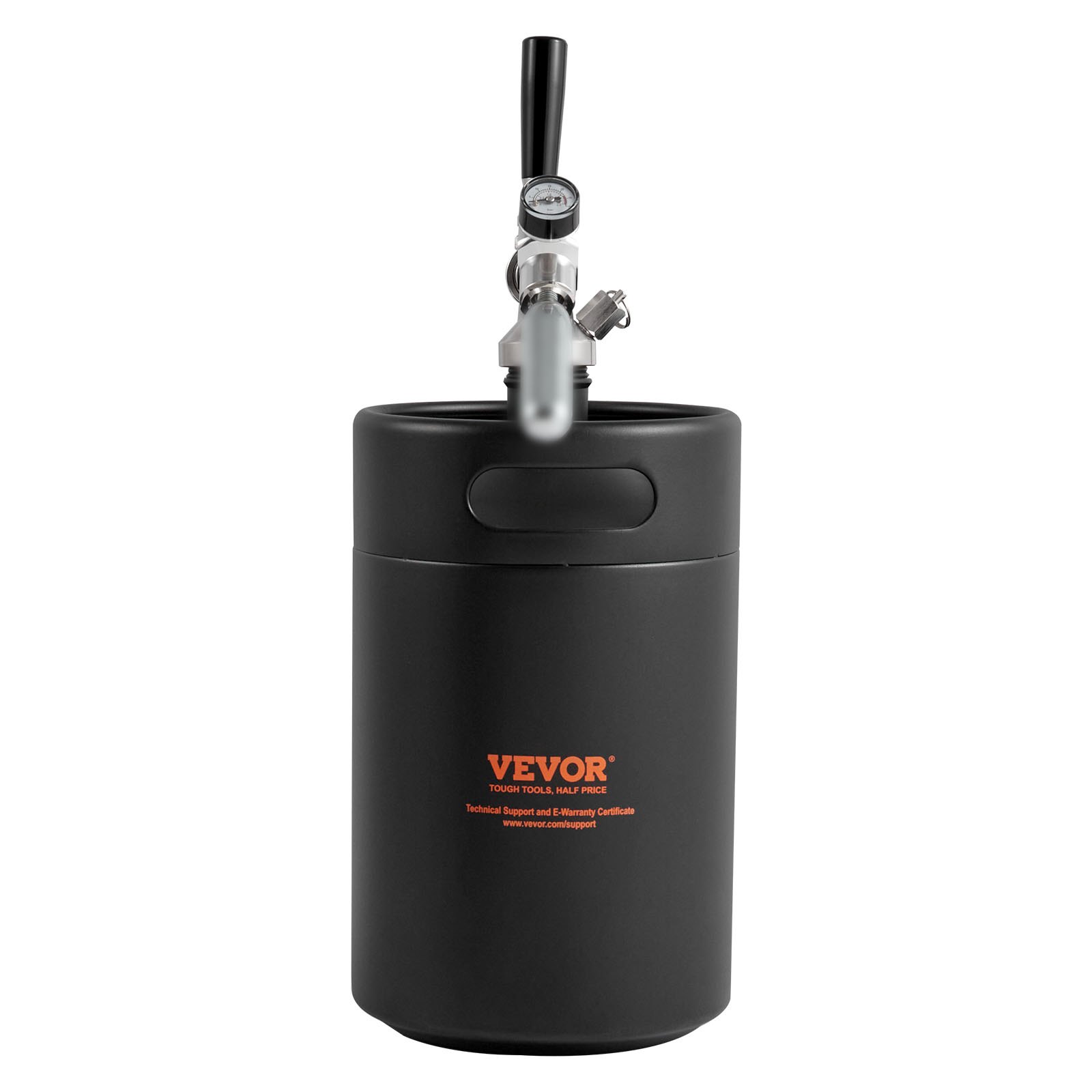 Sistema de grifo para growler de cerveza VEVOR, mini barril de 5 L y 170 oz, growler de cerveza presurizado de acero inoxidable 304, growler de barril con indicador de presión, grifo regulador de CO2 y aro antifugas para cerveza de barril, cerveza artesanal.