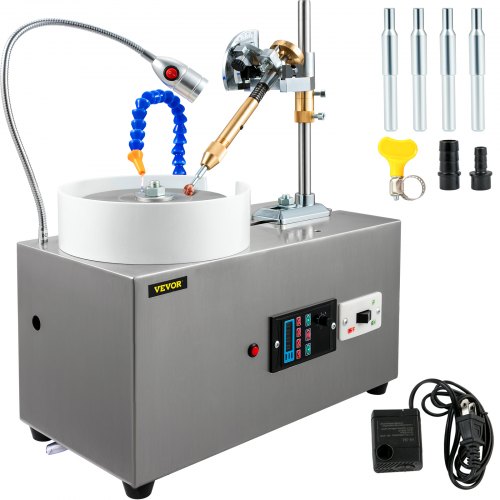 VEVOR Gem Faceting Machine 180W Jade Grinding Machine Pulidora 3000RPM Rock Pulidora Jewel Angle Pulidora con manipulador facetado Luz LED y bomba de agua Amoladora plana para pulidora de joyas (110V)