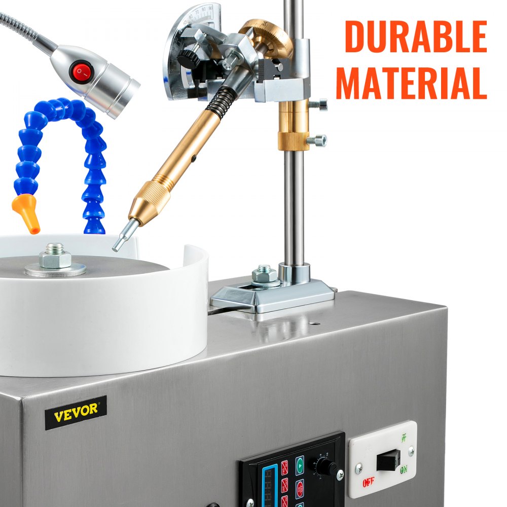 VEVOR Gem Faceting Machine 180W Jade Grinding Machine Pulidora 3000RPM Rock Pulidora Jewel Angle Pulidora con manipulador facetado Luz LED y bomba de agua Amoladora plana para pulidora de joyas (110V)