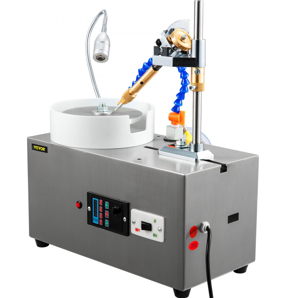 VEVOR Gem Faceting Machine 180W Jade Grinding Machine Pulidora 3000RPM Rock Pulidora Jewel Angle Pulidora con manipulador facetado Luz LED y bomba de agua Amoladora plana para pulidora de joyas (110V)