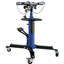 VEVOR Gato de transmisión, gato de transmisión telescópico hidráulico de 1/2 toneladas/1100 libras de capacidad, soporte de gato de piso de 2 etapas con pedal, rueda giratoria de 360°, elevador de garaje/tienda, azul