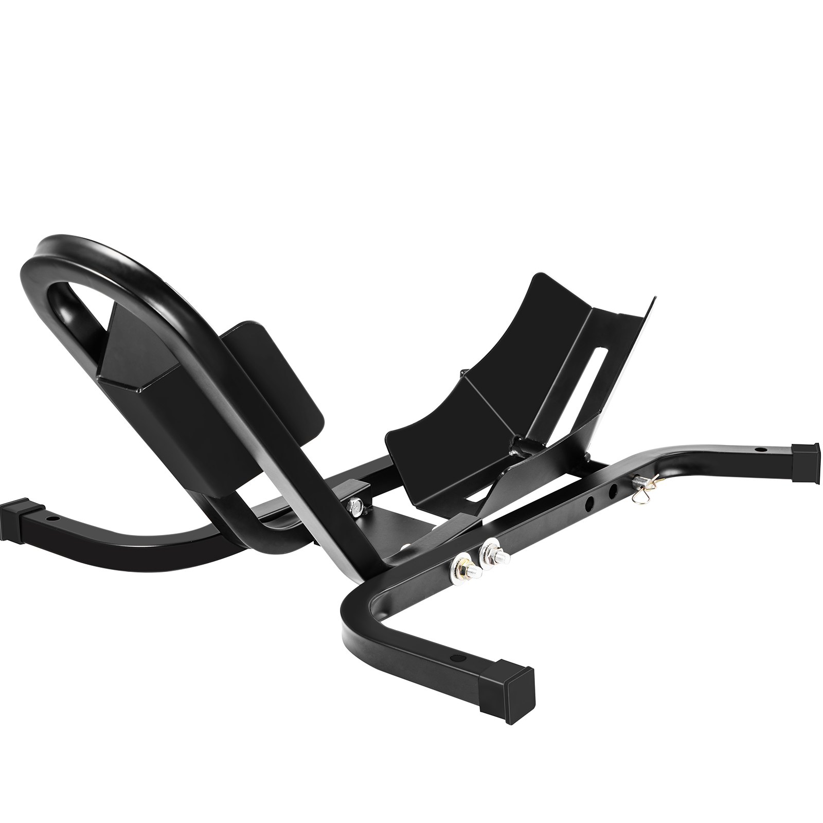 Calzo para llanta delantera de motocicleta VEVOR, soporte para rueda resistente de 1200 lbs, calzo delantero para motocicleta negra para ruedas de 17 a 21 pulgadas, soporte para remolque de acero de alta calidad, con tubo cuadrado estable y orificios ajustables