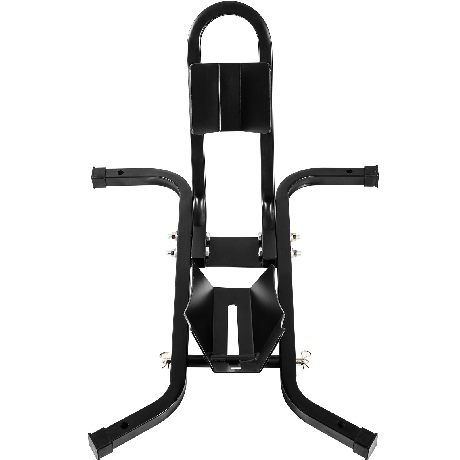 Calzo para llanta delantera de motocicleta VEVOR, soporte para rueda resistente de 1200 lbs, calzo delantero para motocicleta negra para ruedas de 17 a 21 pulgadas, soporte para remolque de acero de alta calidad, con tubo cuadrado estable y orificios ajustables