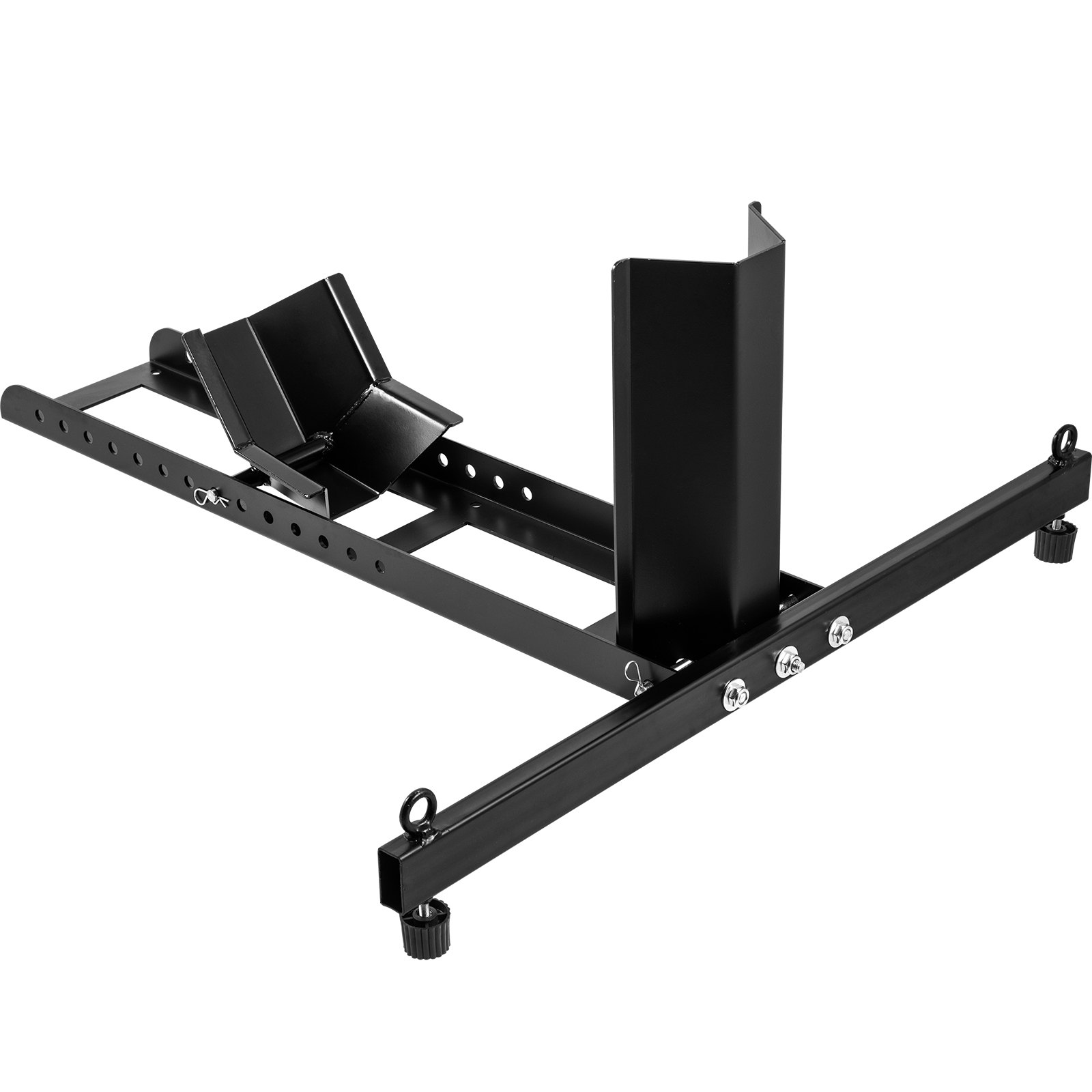 Calzo para llanta delantera de motocicleta VEVOR, soporte para rueda resistente de 1800 lbs, calzo delantero para motocicleta vertical negro para ruedas de 15 a 22 pulgadas, soporte para remolque de acero de alta calidad, con tubos estables y orificios ajustables