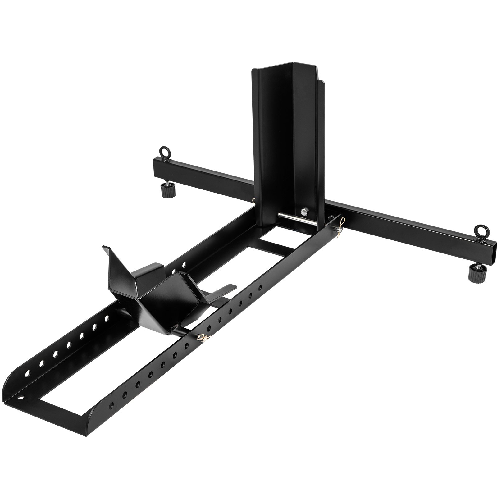 Calzo para llanta delantera de motocicleta VEVOR, soporte para rueda resistente de 1800 lbs, calzo delantero para motocicleta vertical negro para ruedas de 15 a 22 pulgadas, soporte para remolque de acero de alta calidad, con tubos estables y orificios ajustables