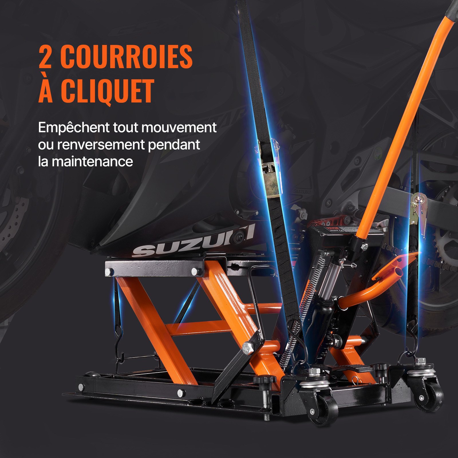 Gato hidráulico de acero VEVOR para motocicleta, 680 kg, para ATV, UTV, deportes de motor, de 11,9 a 38 cm, con 4 ruedas, con pedal hidráulico