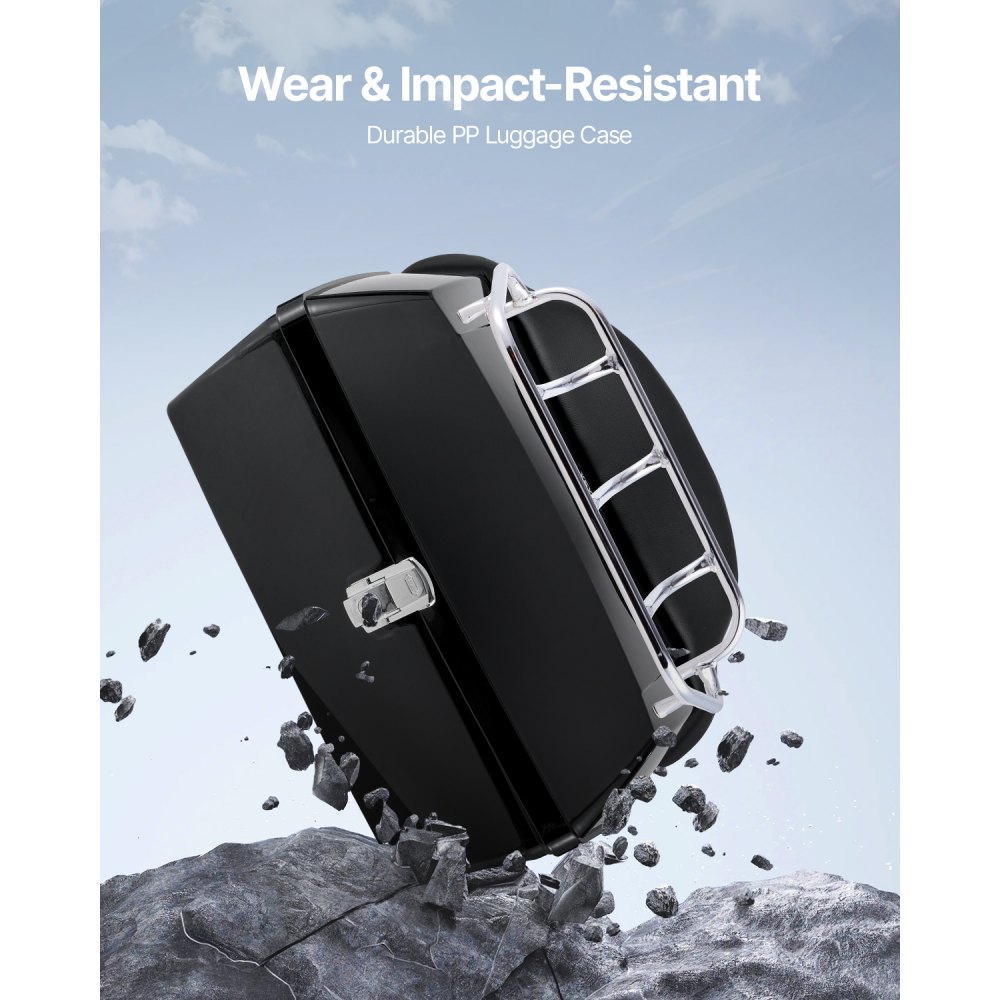 Baúl superior para motocicleta VEVOR, universal, duradero, de material PP, con panel reflectante, baúl superior impermeable de 48 l, desmontable, con base multiorificios, compatible con el 99 % de los chasis de motocicleta.