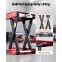 VEVOR Gato Elevador Tijera para Motocicletas 38 x 23 cm, Plataforma Elevadora Capacidad de 499 kg, Caballete para Moto Elevación de 95 a 340 mm para Talleres, Garajes Mecánicos, Rojo y Negro
