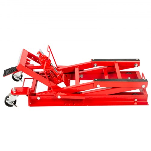 Gato hidráulico de tijera para motocicleta VEVOR con capacidad de carga de 1, 500 libras, soporte de elevación para gato de motocicleta/ATV, mesa elevadora portátil, gato elevador ajustable para motocicleta, con pasador de bloqueo incorporado (rojo)
