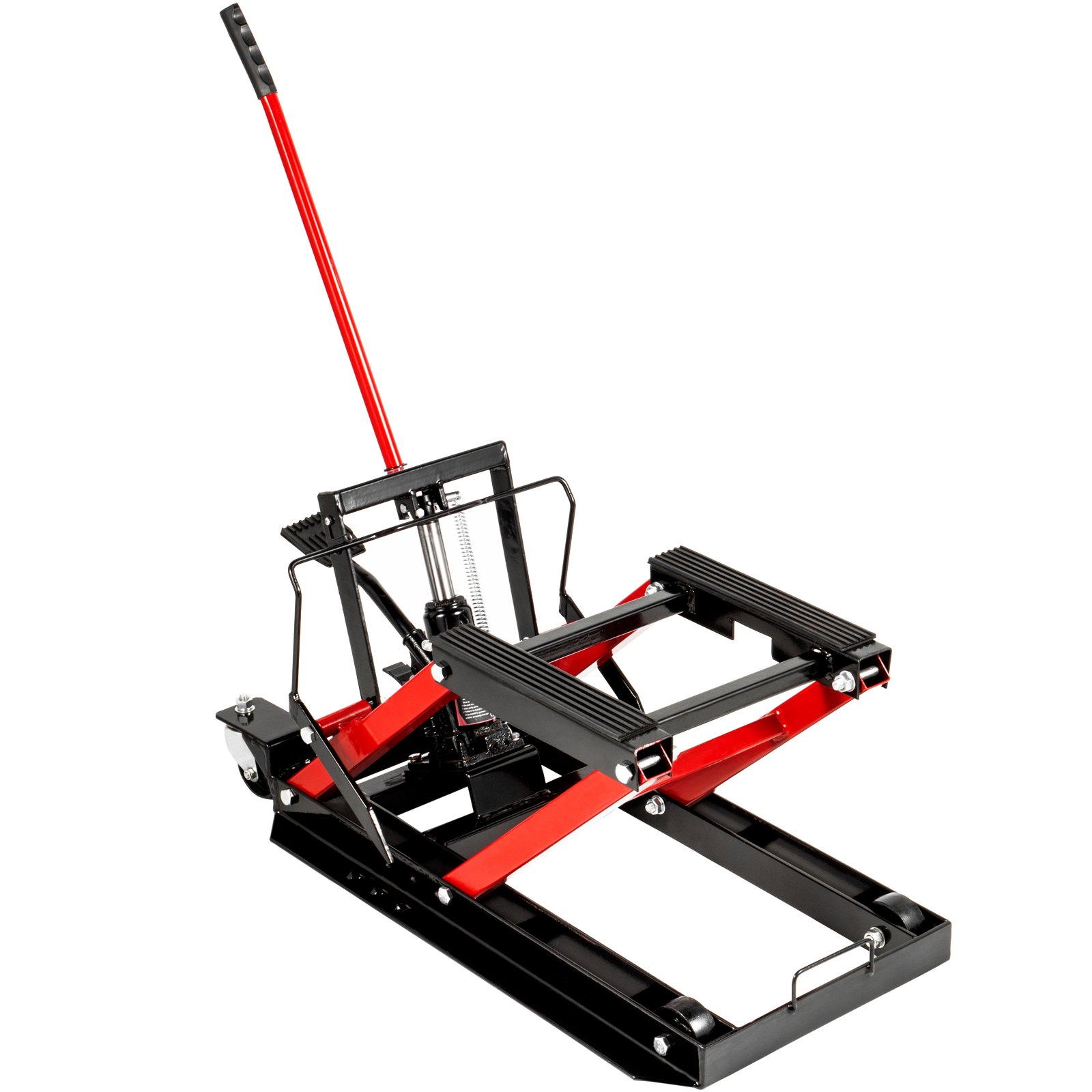 Gato hidráulico de tijera para motocicleta VEVOR con capacidad de carga de 1700 libras, mesa elevadora portátil para motocicleta, gato elevador ajustable para motocicleta, soporte de elevación para motocicleta imprescindible en el garaje (1700 libras, negro y rojo)
