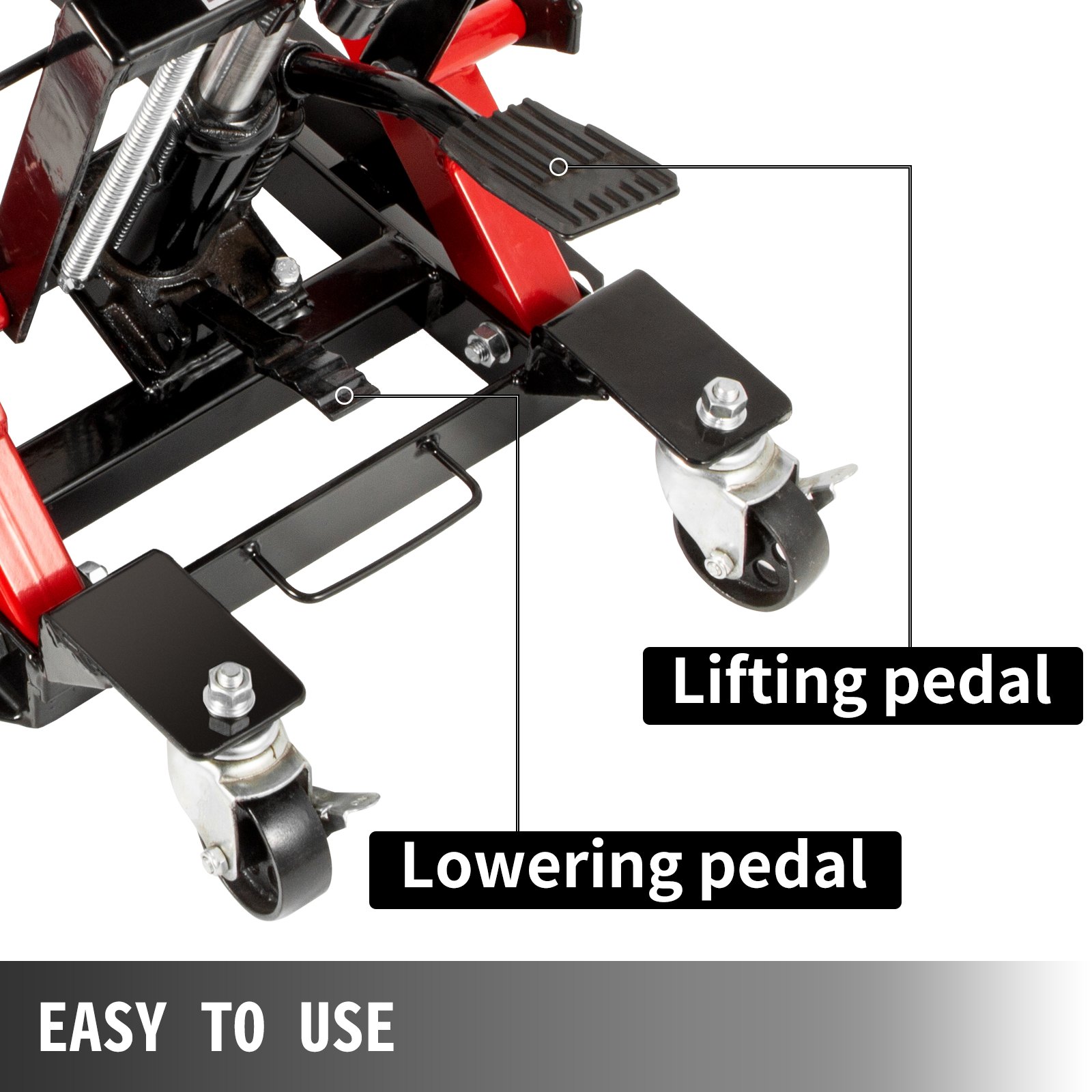 Gato hidráulico de tijera para motocicleta VEVOR con capacidad de carga de 1700 libras, mesa elevadora portátil para motocicleta, gato elevador ajustable para motocicleta, soporte de elevación para motocicleta imprescindible en el garaje (1700 libras, negro y rojo)